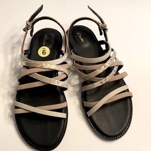 Clarke Karsea Ankle Taupe Snake Sandal